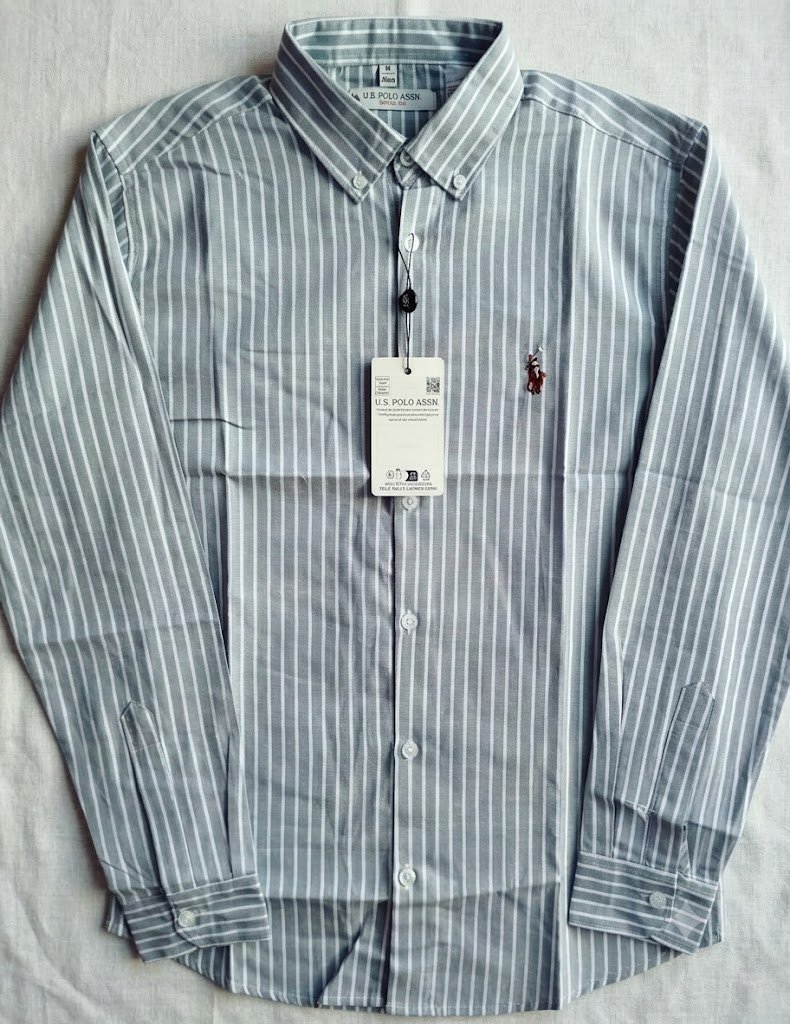 Oxford Cotton Vertical Stripe - Light Grey - 1 piece
